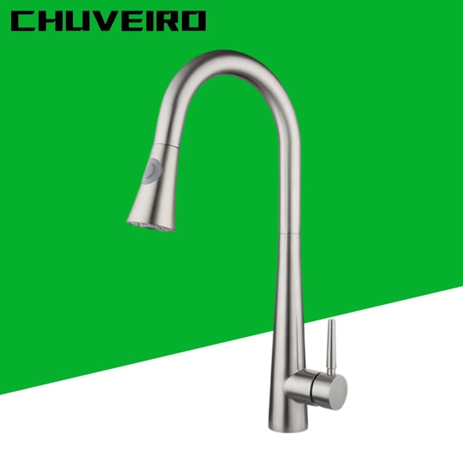 

Kitchen Sink Faucet Pull Out Hot and Cold Water Mixer Tap 360 degree Rotation 304 Stainless Steel Basin Tap Steam Sprayer Head