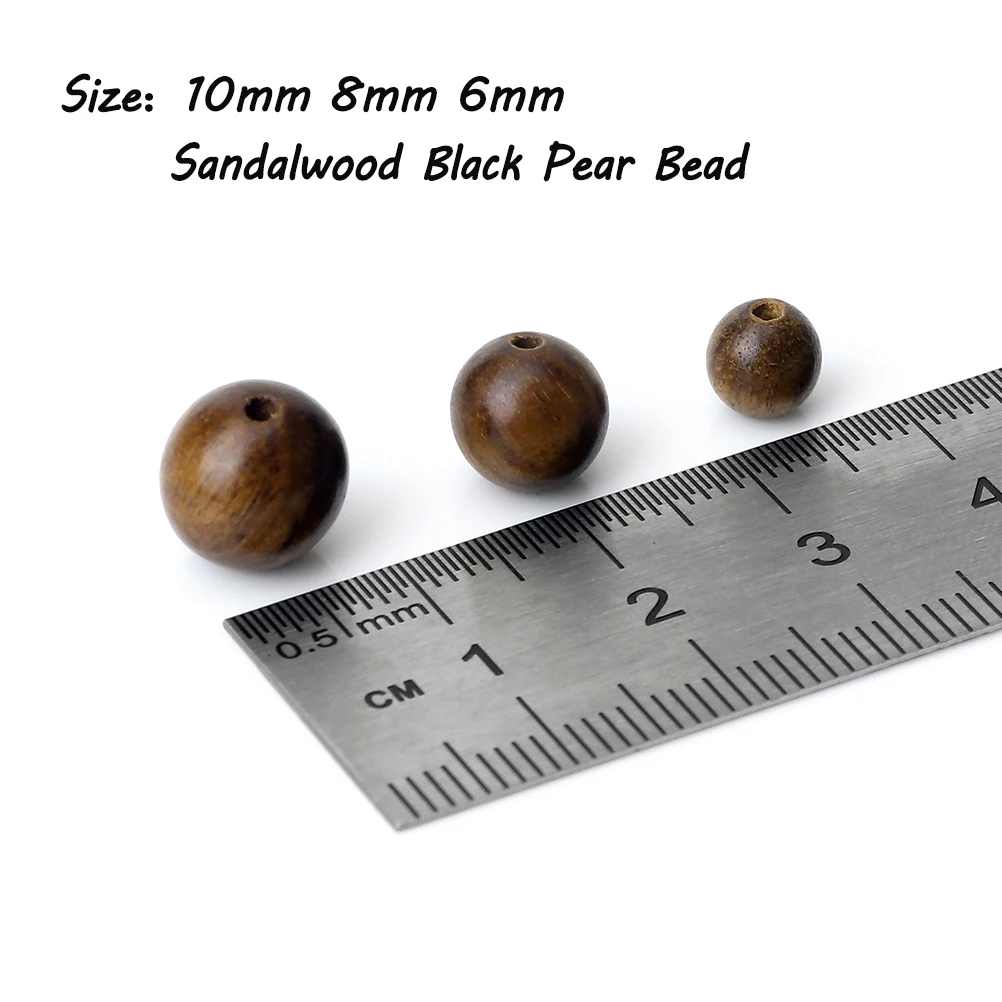 Wooden Buddha Beads 6 8 10MM Natural Black Pear Rosary Meditation Yoga Jewelry Making Diy Healing Bracelets Necklace Accessories