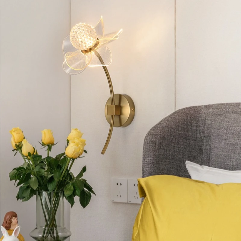 Nordic Minimalist Wall Lamps Flower Design LED Wall Sconces Bedroom Bedhead Bedroom Dining Room Study Embellish Light Fittings