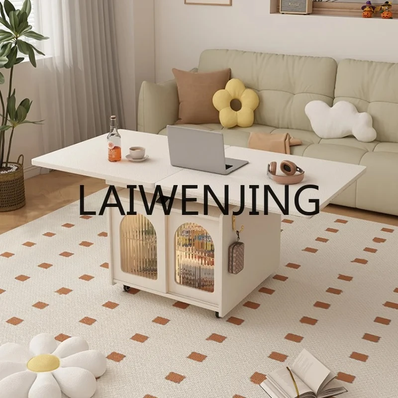 

RWJ Lifting Coffee Table 60cm High Movable Small Apartment Stone Plate Tea Table Dining Table