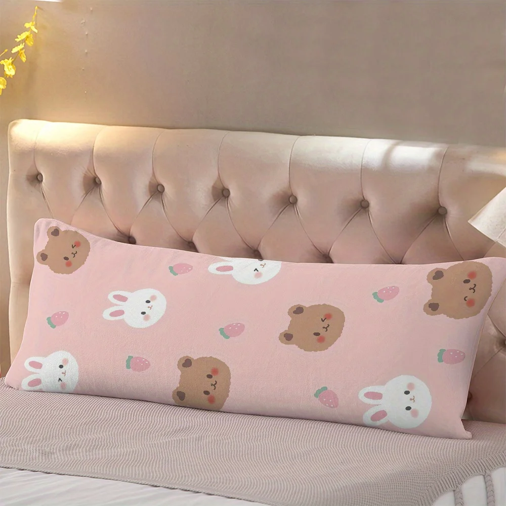 Teddy Bear Full Body Support Pillow, Pillowcase, Double-Sided, Modern Style, Polyester Material, Zipper Closure, Machine Washabl