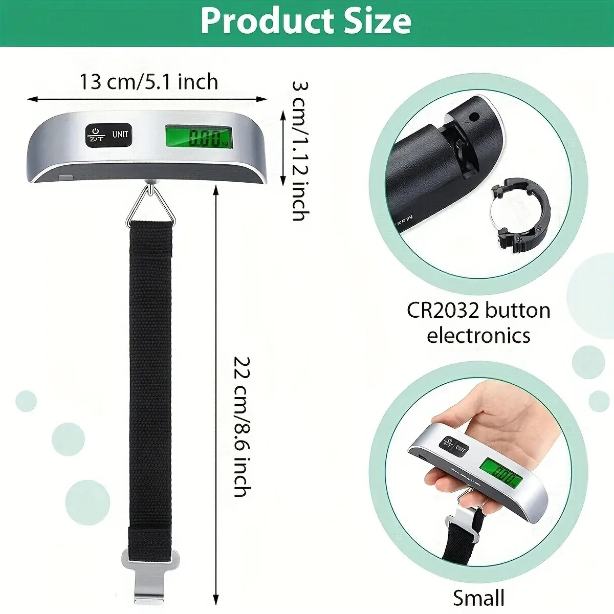 Luggage Scale 110lb 50kg Digital Handheld Portable Hanging Baggage Scale for Travel Suitcase Weight Scale view 4