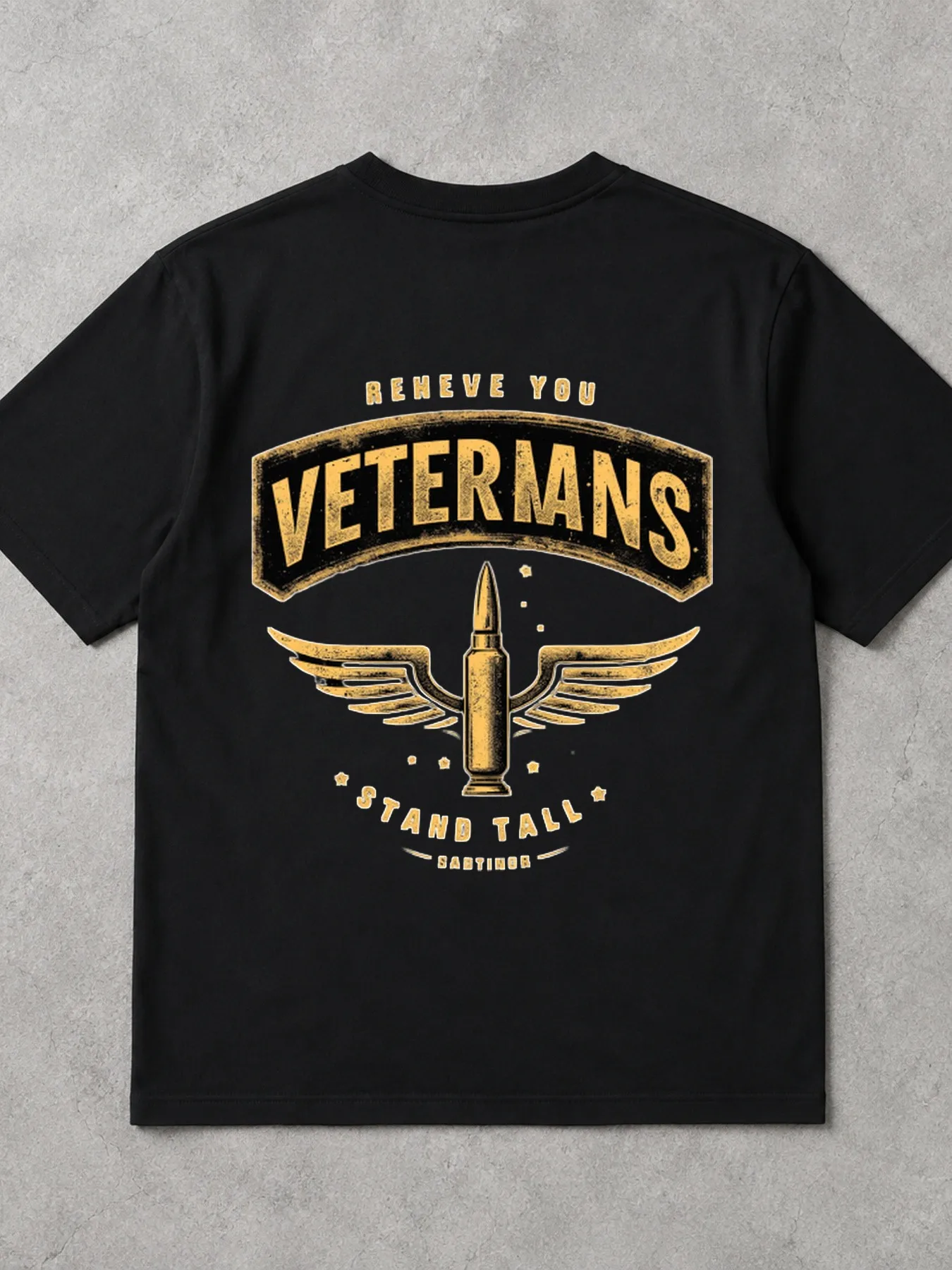 Men's Retro Graphic Tee Summer Casual Loose Fit Fashion Shirt Printed With Honor To Veterans Winged Bullet Stand Tall Vintage Re