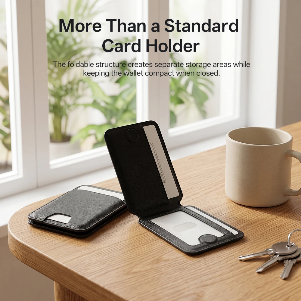 Minimalist Strong Magnetic Leather Card Wallet Compatible Durable Anti-lost ID Credit Card Holder 6 Trendy Colors