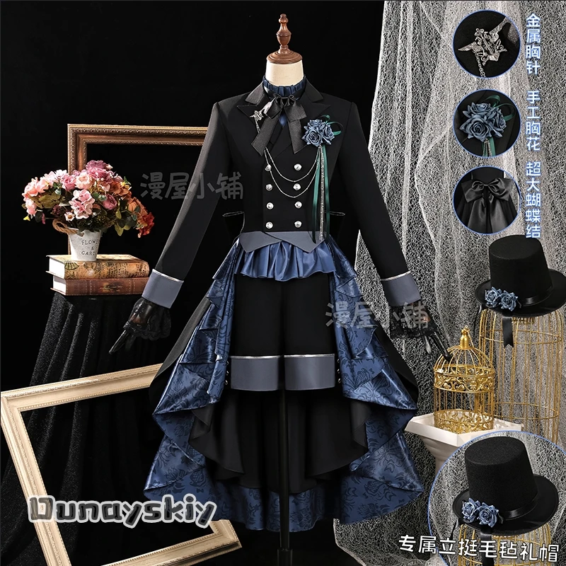 أسود بتلر Ciel Phantomhive تأثيري حلي انمي ياباني القوطية لوليتا فستان هالوين المرأة طقم ملابس شعر مستعار الدعامة