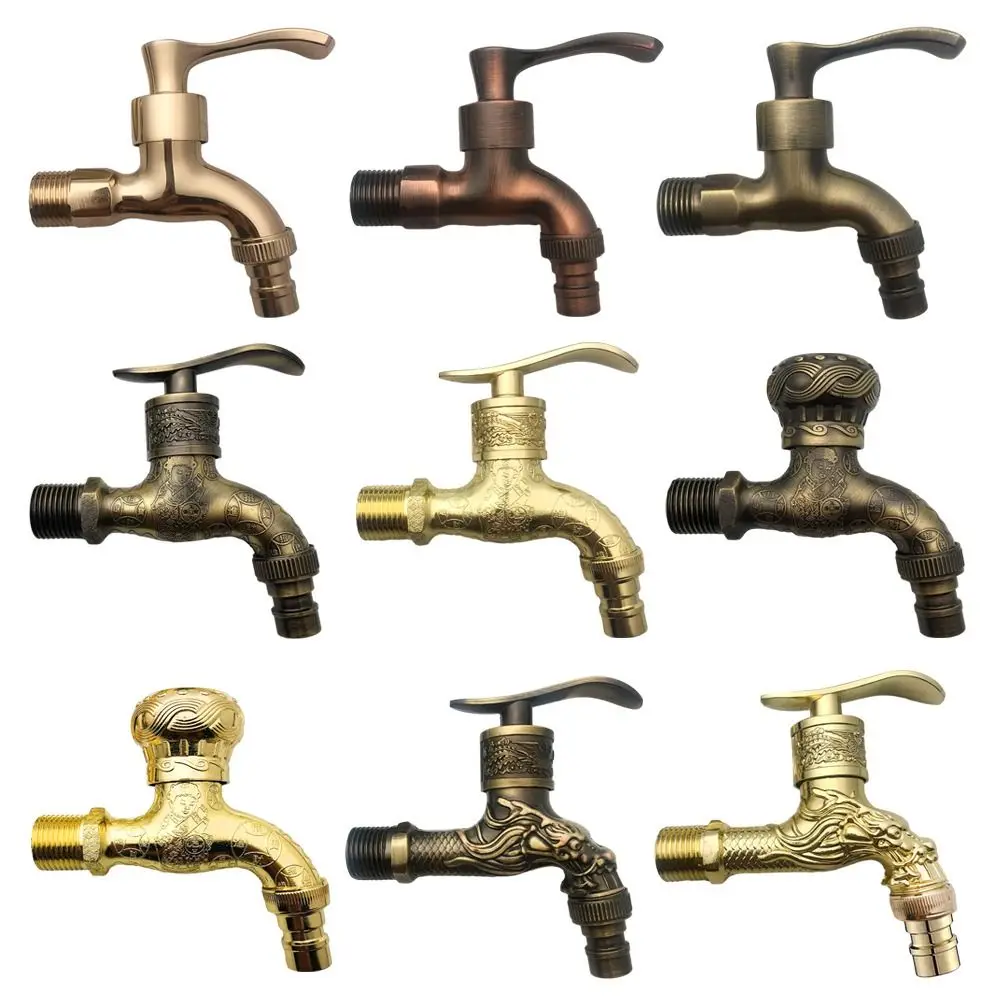 metal Fast open faucet Antique Vintage Style Cold Water Faucet Toilet Nozzle Single Cold Tap Outdoor Garden Wash Basin Tap