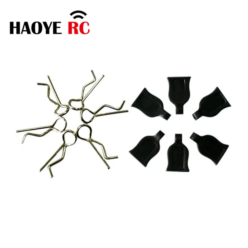 Haoye 6 Sets Body Clips Tabs For 1/10 Clips 6 Clamps With Silicon Housings/ R Buckle 6 Pins And 6 Silicon Housing For RC Car