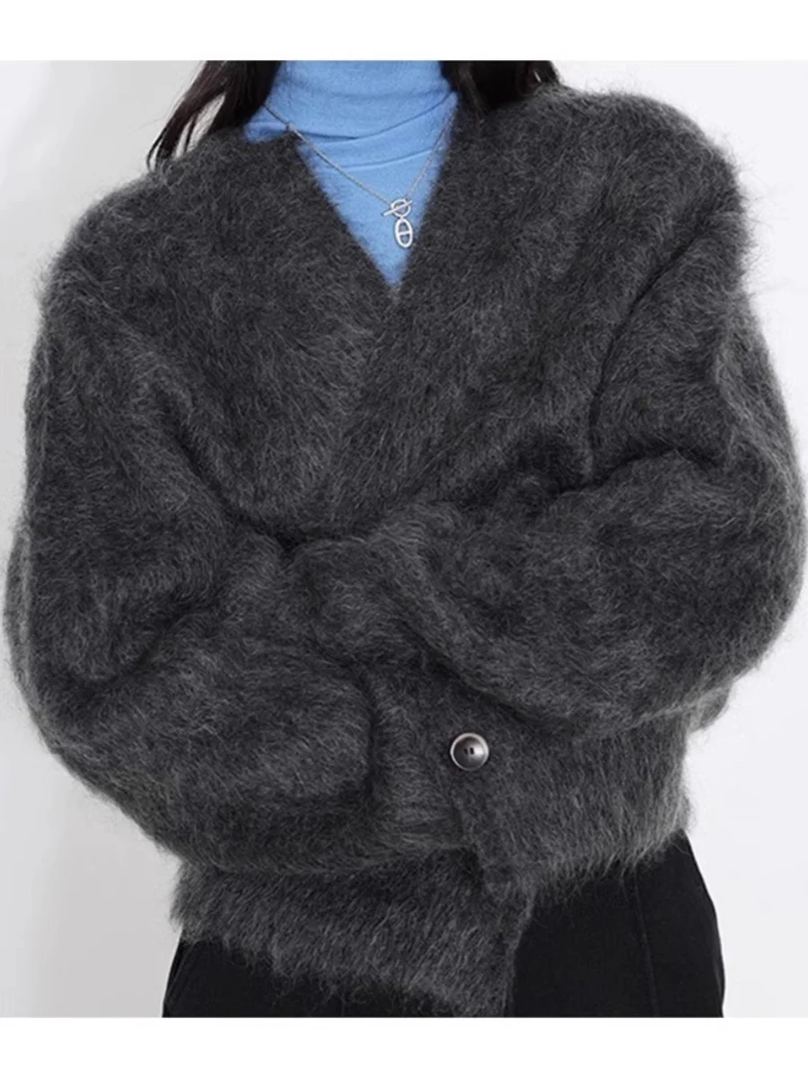 

Свитера Джемперы Кардиганы женские для женщин Короткий укороченный топ из смеси хлопка в рубчик Повседневные поездки Шикарные базовые однотонные брюки на пуговицах