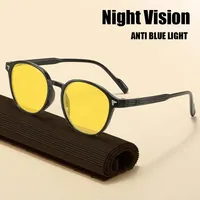 Round Frame Yellow Lens Night Vision Glasses for Men Women Ultralight Blue Light Blocking Eye Protection Eyewear for Driving