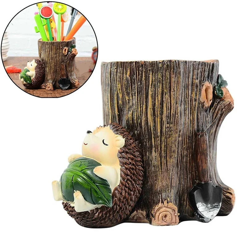 Christmas gift hedgehog pen holder decoration creative home decoration resin crafts home decor figurine