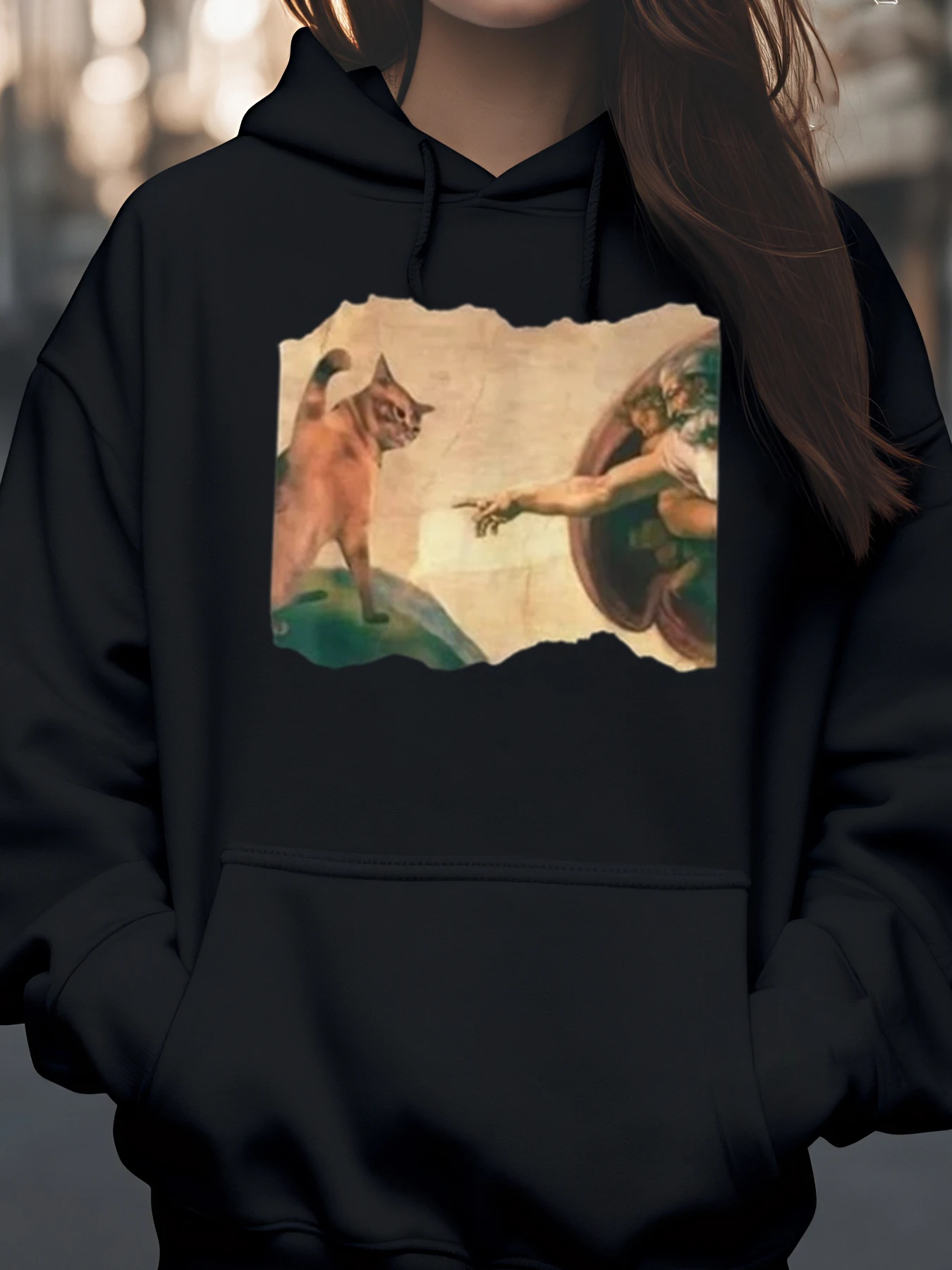 Cat Creation Art Print Sudadera con capucha Halloween Ropa casual Unisex