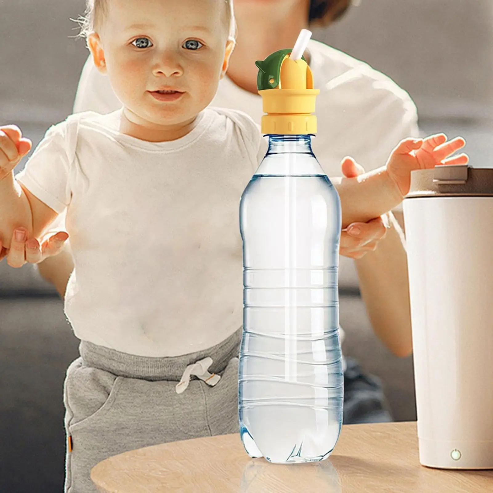 Water Bottle Cap With Straw Universal Reusable Water Bottle Top Adapter With Straw For Home Travel Car Juice Soda Beverages