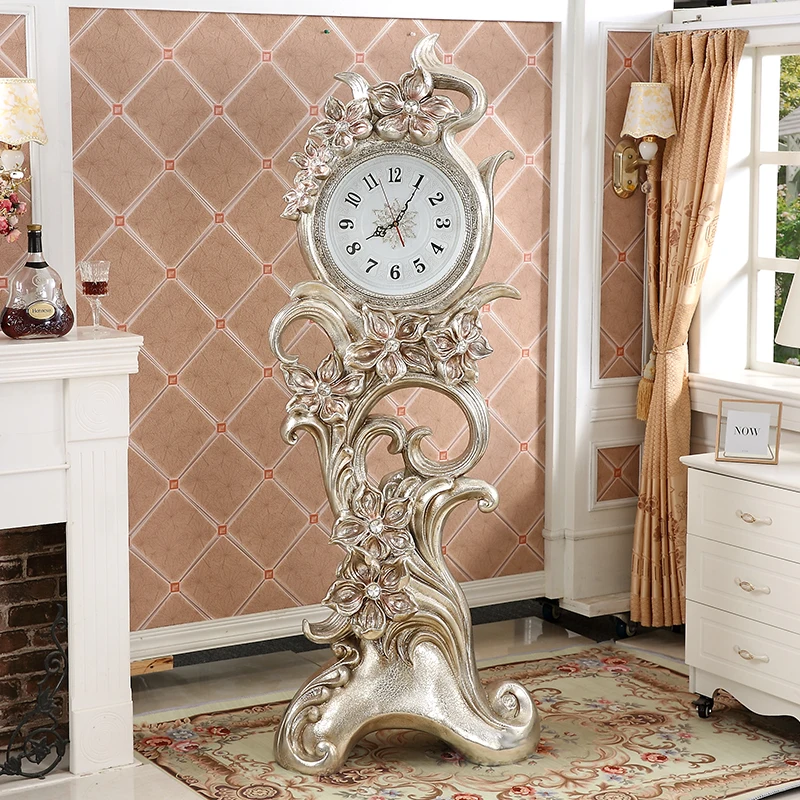 European floor clock American living room silent creative orchid large clock villa ornament