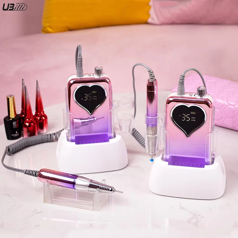 

UBilli Portable Professional Rechargeable Cordless Desktop 35000RPM E File Manicure Pedicure Electric Nail Drill Machine Tools