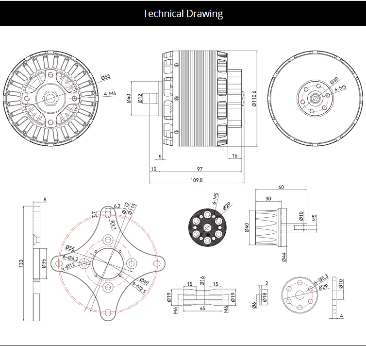 Ligpower AT1040 130CC سعر المصنع 24S 6000W تيار مستمر 50 كجم 100 كجم إقلاع الحمولة Tmotor فرش السيارات #5