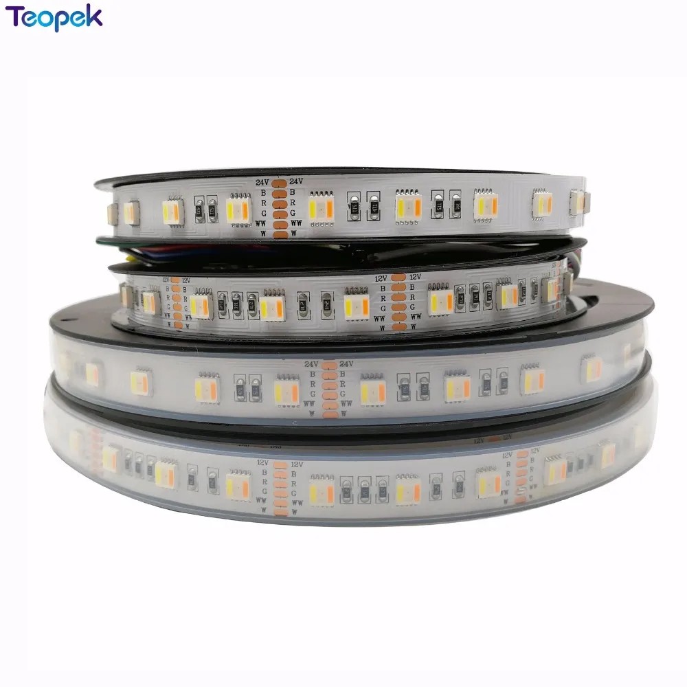 High Quality RGB+CCT LED Strip 5050 SMD 60 Or 96 Led/m 12v 24volt 5 in 1 Chips CW+RGB+WW Flexible Strip