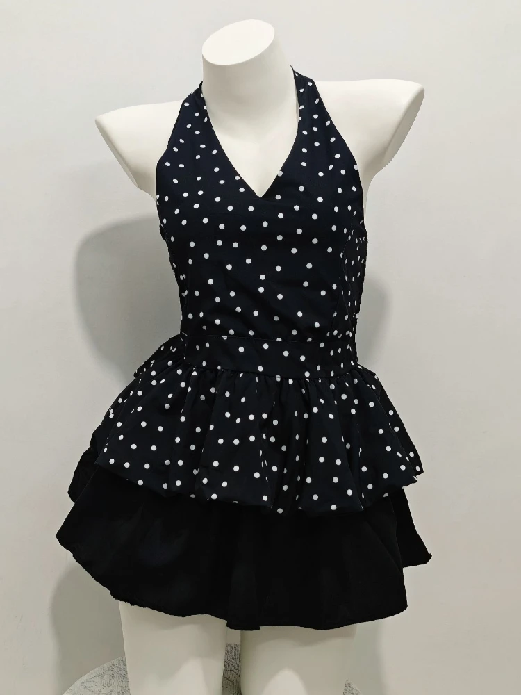 

Harajuku Sweet Elegant 2 Piece Set Women Cute Y2K Kawaii Polka Dots Halter Neck Tops + Mini Skirt Japanese Fashion Retro Outfit