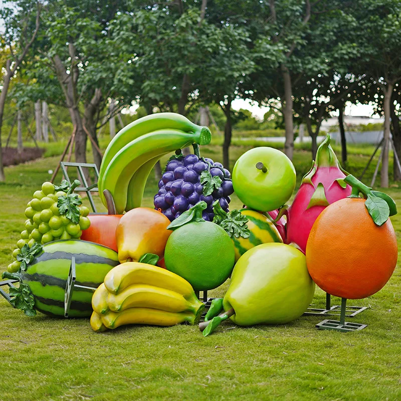 Outdoor fiberglass simulation fruit and vegetable props ornament large pumpkin pepper radish cabbage sculpture