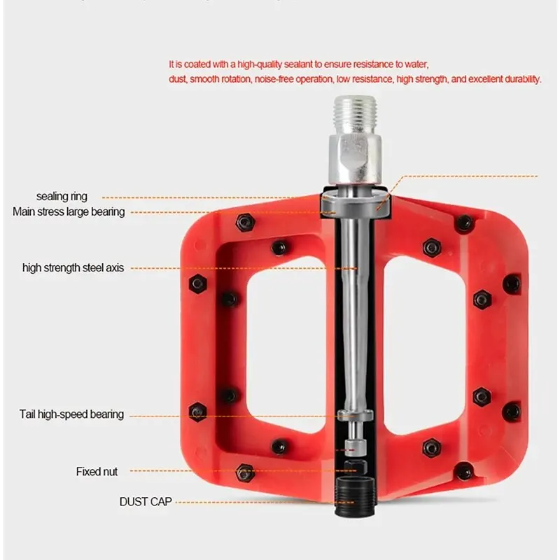 VIARON-pedales de nailon ultraligeros para bicicleta de montaña, accesorios de doble rodamiento con 16 clavos