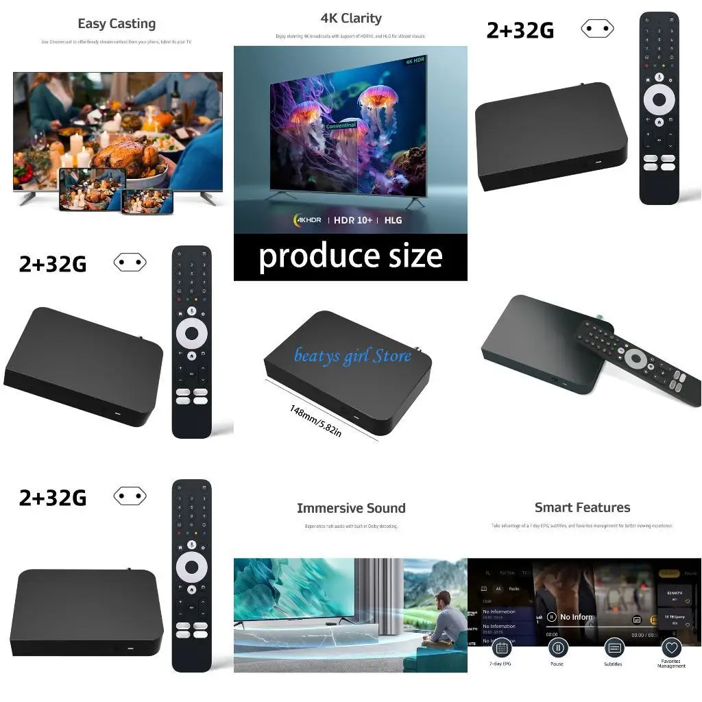 

C7AB HDTV Box S905Y4B 2G 32G Bluetooth-compatible 4K 100M 2.4G Wifi Media Player Set Top Box Video Decoding Home