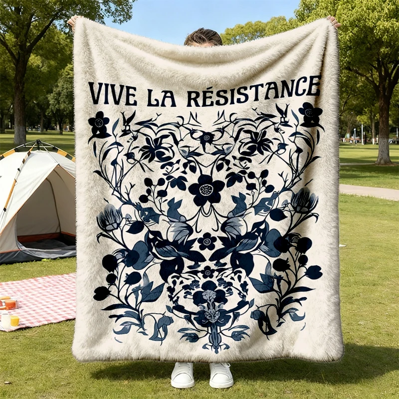 Vive La Resistance Floral Soft Blanket Activist Social Justice Comfy Blanket Empowering Resist Flannel Flannel Throw