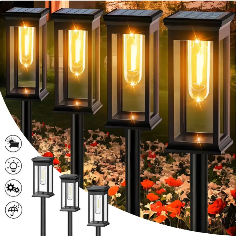 

Solar Pathway Lights Tungsten Filament Bulb Outdoor LED Filament Lamp IP65 Waterproof Auto on/Off Garden Landscape Path Lamp