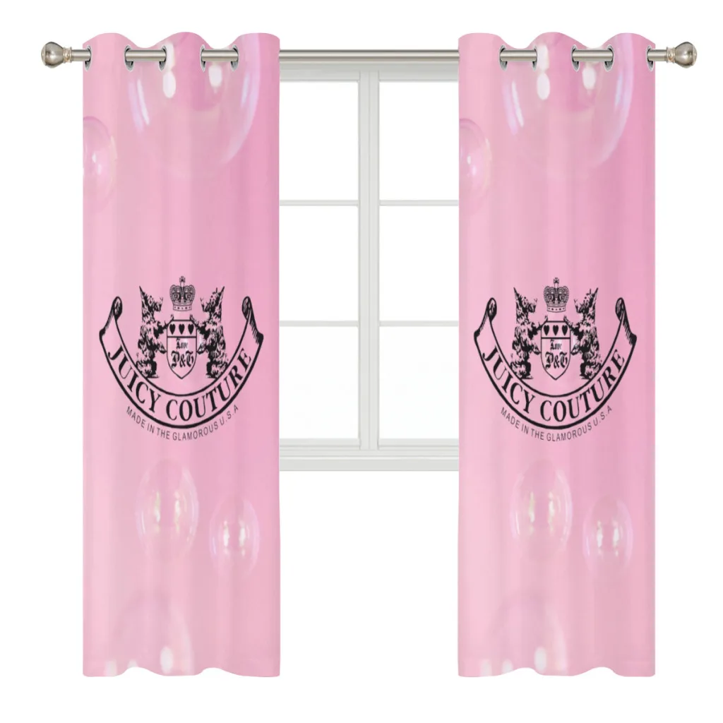 Hot-Sale-Like-Juicy-Couture-Style 2 PC Blackout Windows Curtain  for Living Room Bedroom Bathroom Curtains