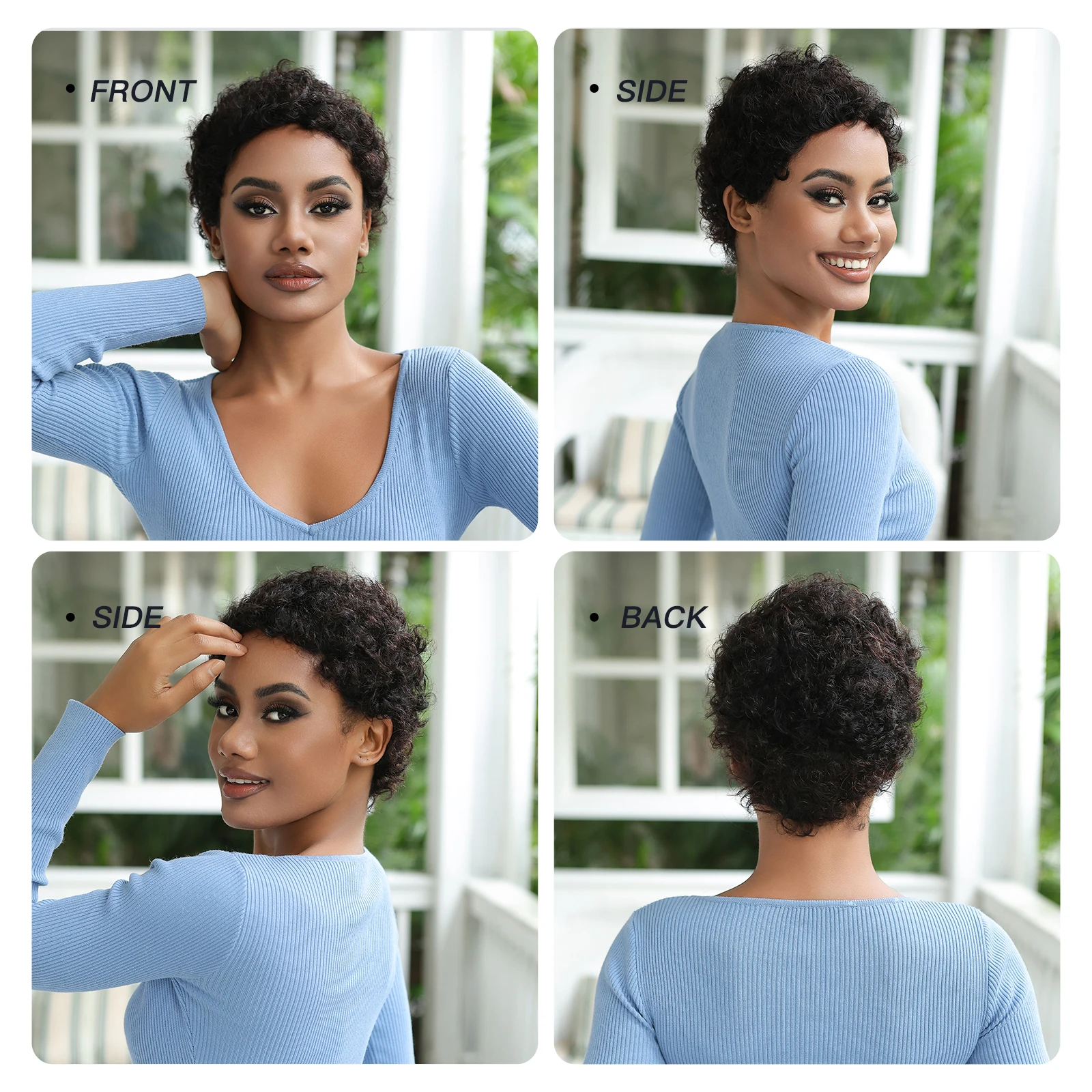 Kinky Curly Pruiken Korte Pixie Cut Pruiken Voor Zwarte Vrouwen Menselijk Haar Braziliaanse Krullend Mensenhaar Pruiken Full Machine Made Lijmloze Pruik