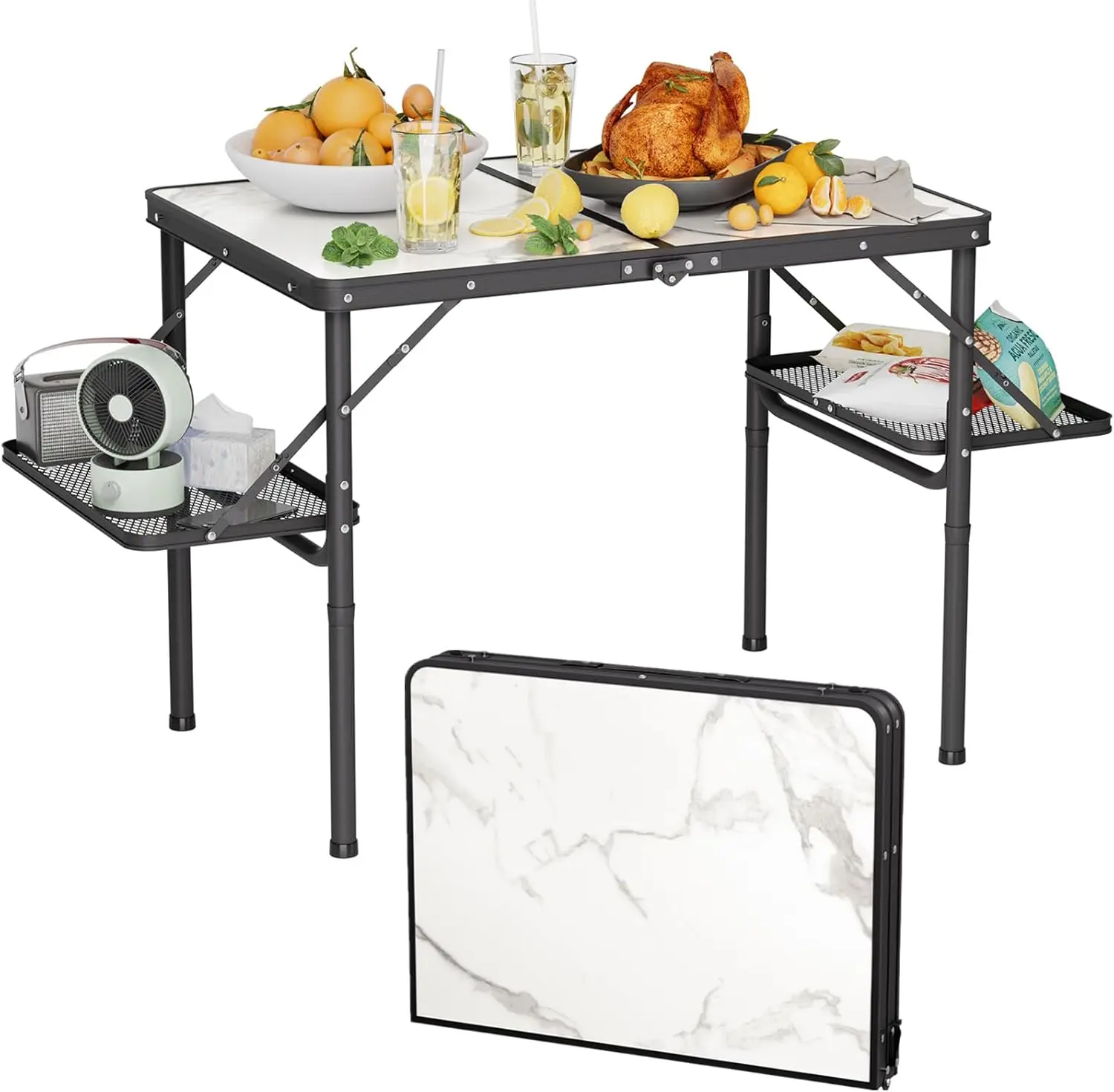 

Folding Camping Table 3ft with Extra Side Space, Portable Picnic Table for Outdoor RV Car Camping, Aluminum Lightweight & Solid