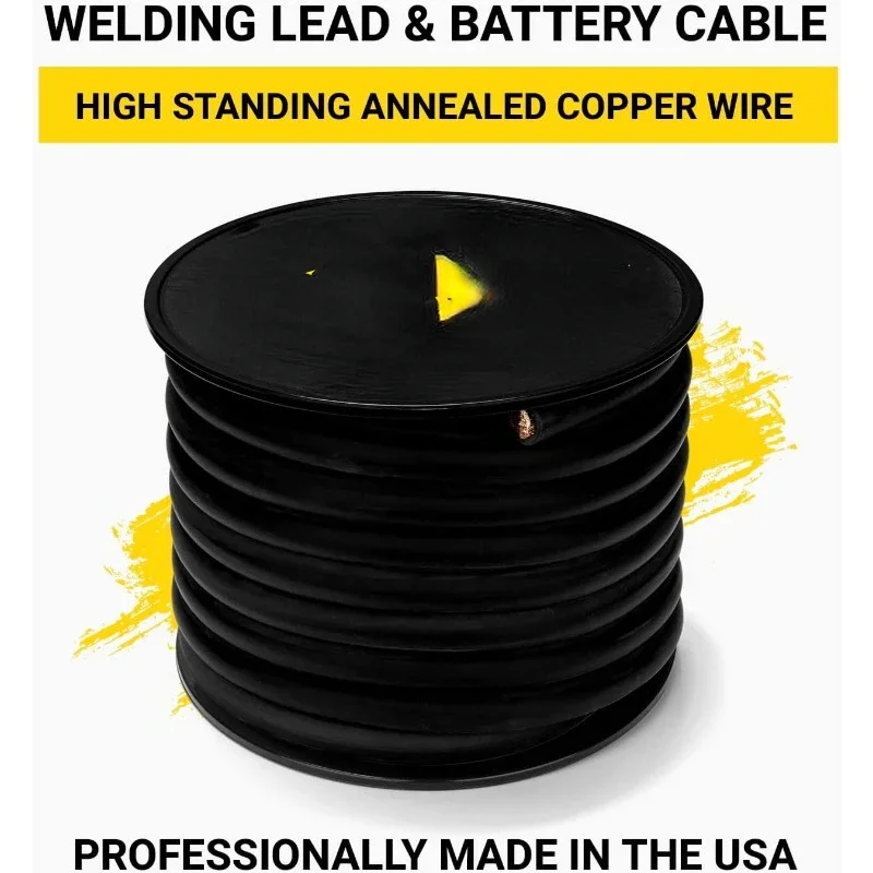 Welding Lead & Car Battery Cable Copper Wire-DIY Bulk Car Battery Cable, 600 Volt, 4/0 AWG, 50 Foot, Black