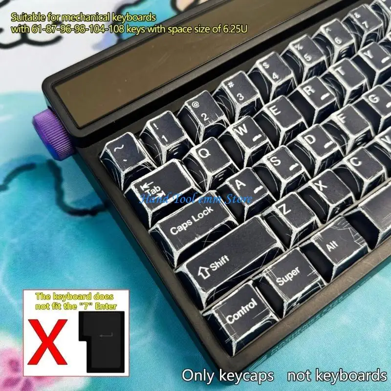 

H37F 136-клавишная колпачок из ПБТ с минималистичным узором для улучшения набора текста, эргономичная замена колпачка для клавиш