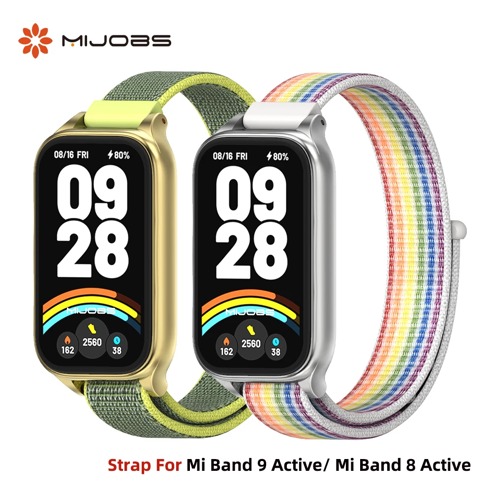 Strap For Mi Band 9 Active Wristband for Xiaomi Mi Band 9 Active Nylon Loop Watchband Mi Band 8 Active Smart Band Accessories