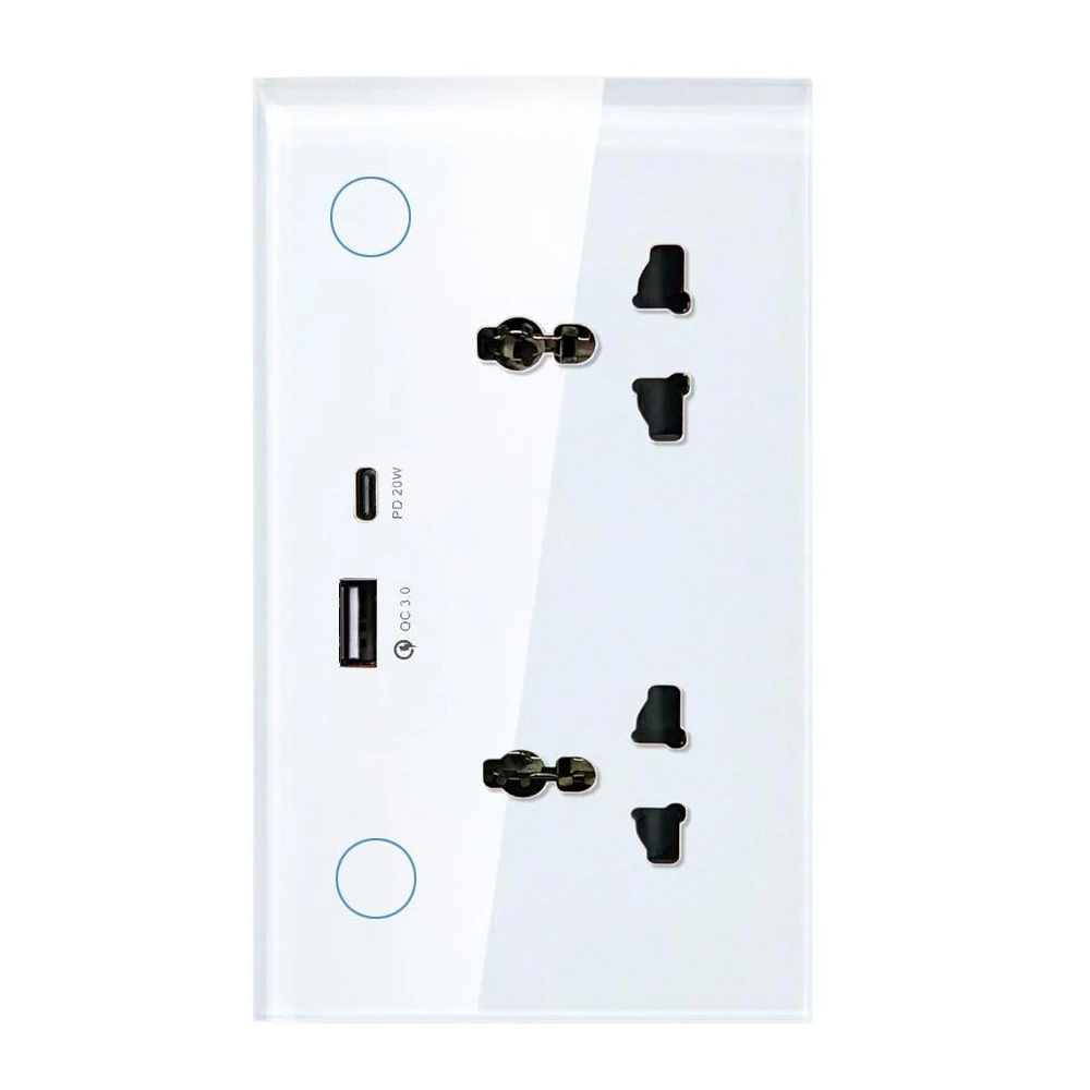 

WIFI 147 Type Wall Socket USB Type-C Universal Electrical Power Plug Outlet 16A 100V-240V for Tuya APP, Smart Life APP