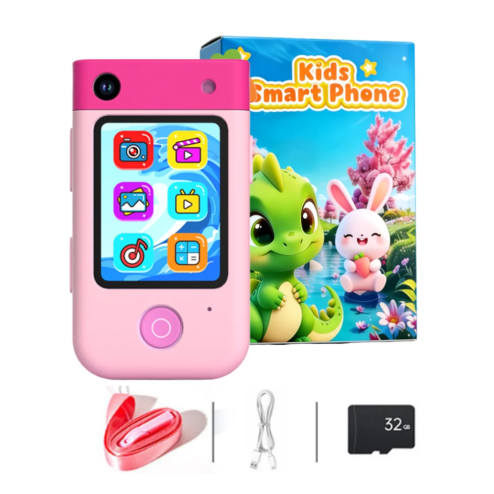 Kids Smart Phone Toy, Touchscreen Play Phone with Rotating 48MP Camera, Learning Game & Music Player, Christmas Birthday Gift 3+