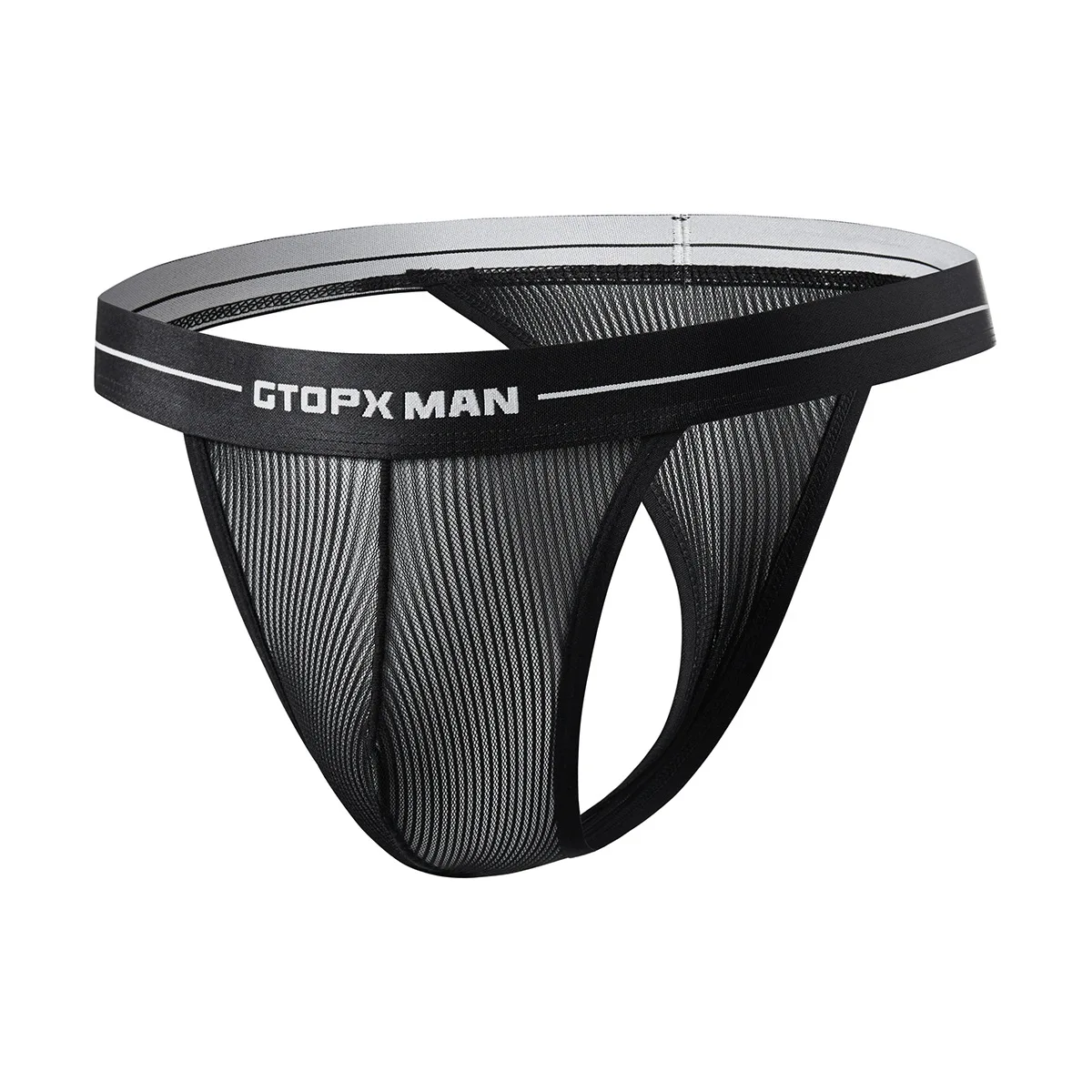 Pinstriped bulge Thongs for Men Sexy U Pouch T Back Panties Mesh Breathable Sheer Quick Drying Cool Feel Gays Low Waist G-String