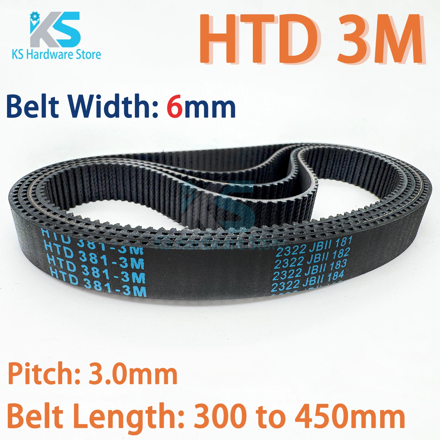HTD3M Belt Width 6mm Closed Loop Rubber Timing Belt Length300 306 312 315 318 324 330 336 360 390 420 450mm 3M Synchronous Belt