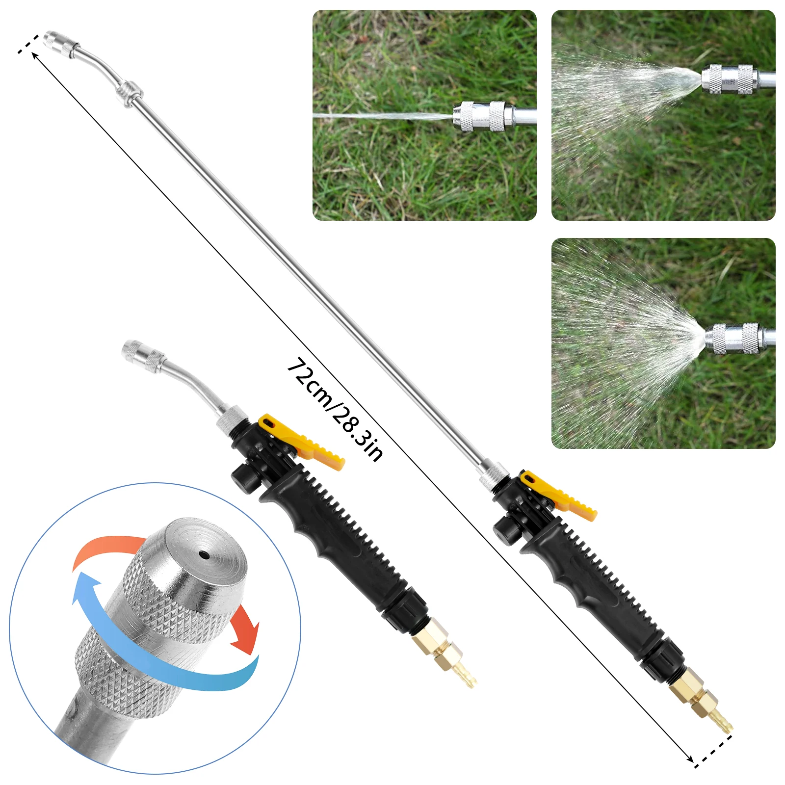 Portable 28Inches High Pressure Water Gun Car Wash Stainless Steel Sprayer Wand Garden Washer Nozzle Sprayer for Cleaning Tool