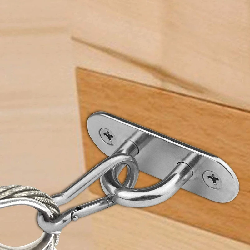 10 Pcs Stainless Steel Pad Eye Plate U Hook,10 Pcs Stainless Steel Snap Hook,Marine Hardware Staple Hook Loop With Screw image 3