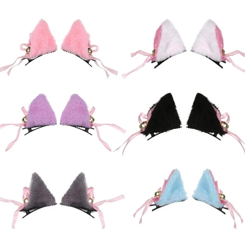 Girls Lolita Cosplay Cat Ears Headband Anime Dance Party Costume Wolf Fox Ear Plush Hairband Women Kawaii Hair Accessories Props