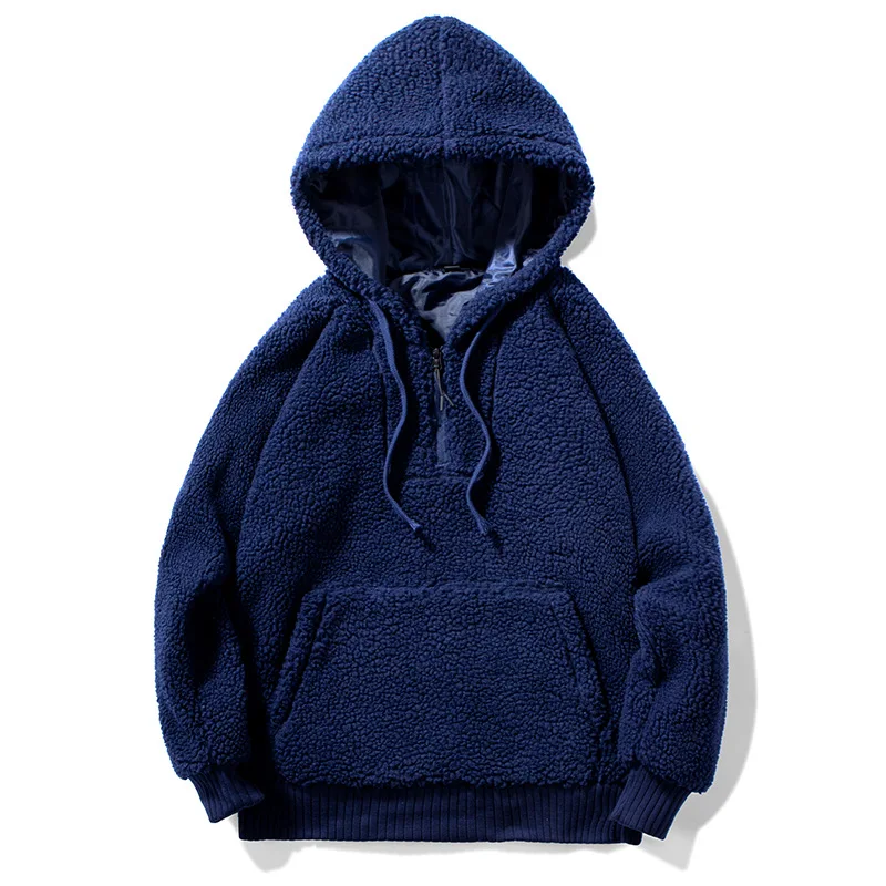 

Fashion Warm Men Hoodies Sweatshirts Autumn Winter Woollen Fashion Solid Color Mens Hoodies Male Casual Big Pocket Sweatshirts