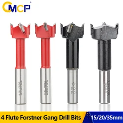 CMCP 4 Flutes Forstner Drill Bit Carbide Wood Router Bit 15/20/35mm Alloy Hole Opener Woodworking Cutter Tools