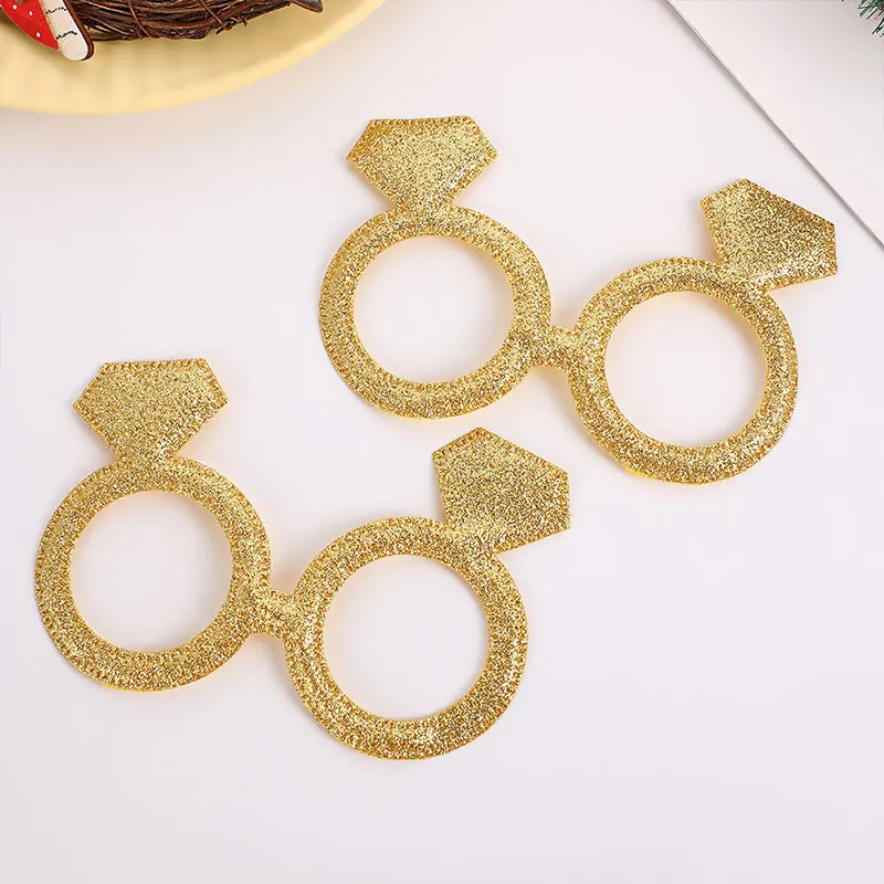 50 Stück 8,5 x 14 cm große, mit Glitzer und Gold verzierte Glas-Applikationen für DIY-Cartoon-Brillen, dekoratives Material für Partys und Versammlungen – Detail 4