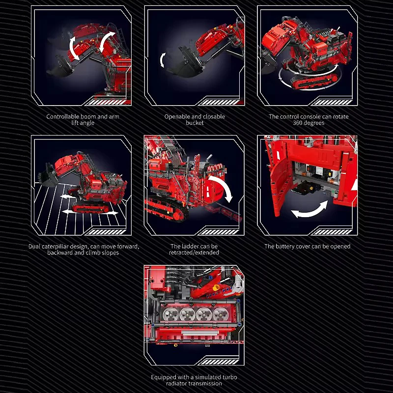 

Техническое приложение Mold King, радиоуправляемый майнинг-экскаватор R9800, строительные блоки 17071, сверхмощный экскаватор, грузовик, автомобиль, игрушки, подарки для детей