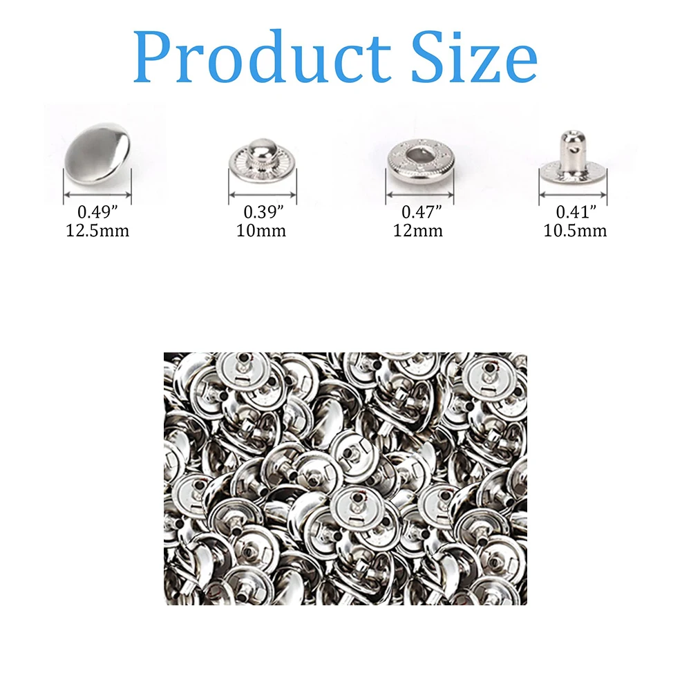 12.5 ملم أزرار إطباقية مجموعة أدوات تثبيت معدنية شديدة التحمل لملابس الدنيم الجينز السراويل حقائب جلدية جاكيتات (فضي) #3