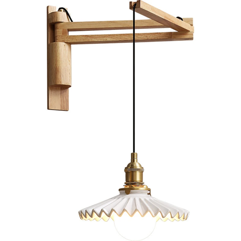 

Ceramic umbrella single head small wall sconce French retro American Nordic Japanese bedroom bedside brass wall lamp