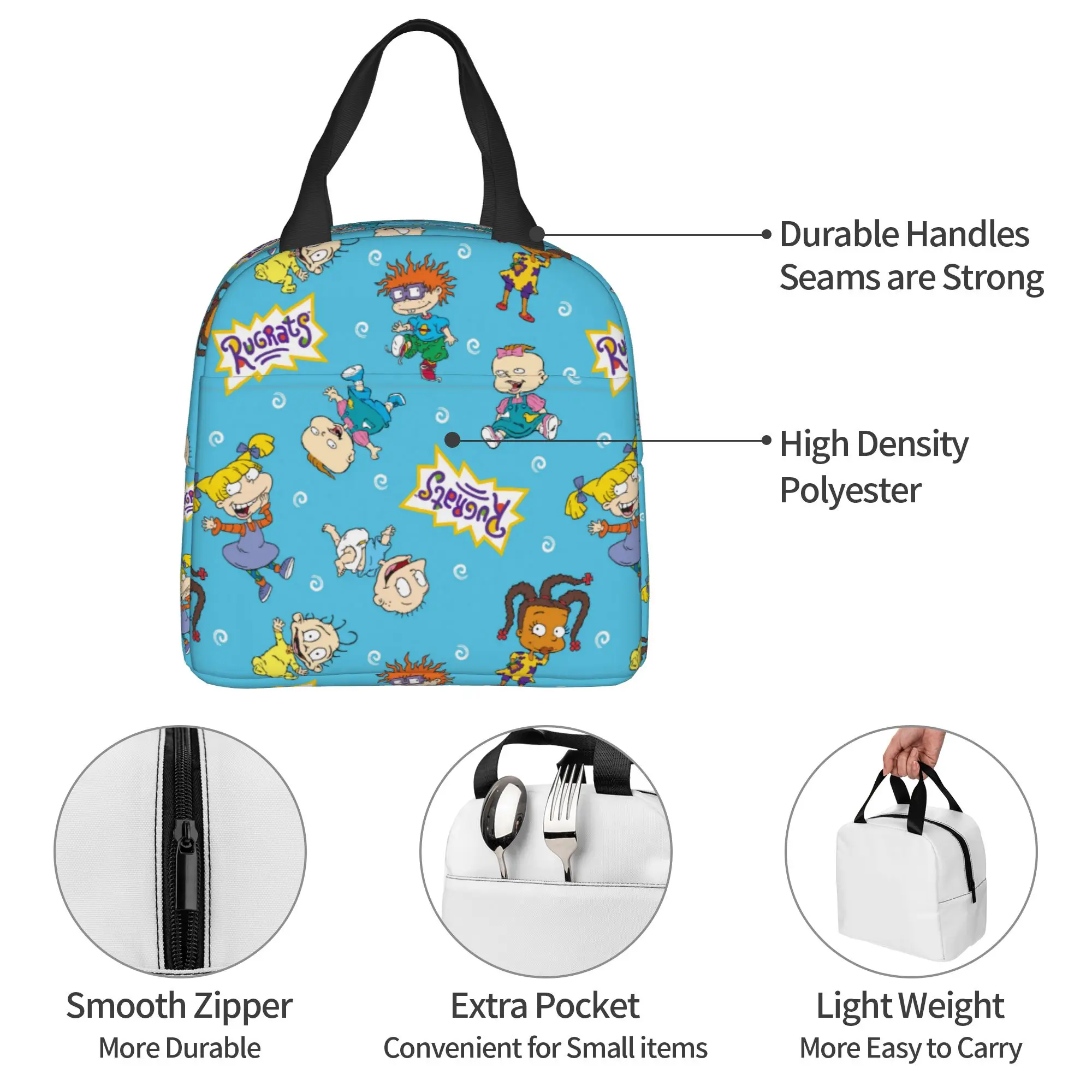 R-Rugratsd Portable Lunch Boxes for Women Leakproof Funny Naughty Child Cooler Thermal Food Insulated Lunch Bag Office Work - view 4