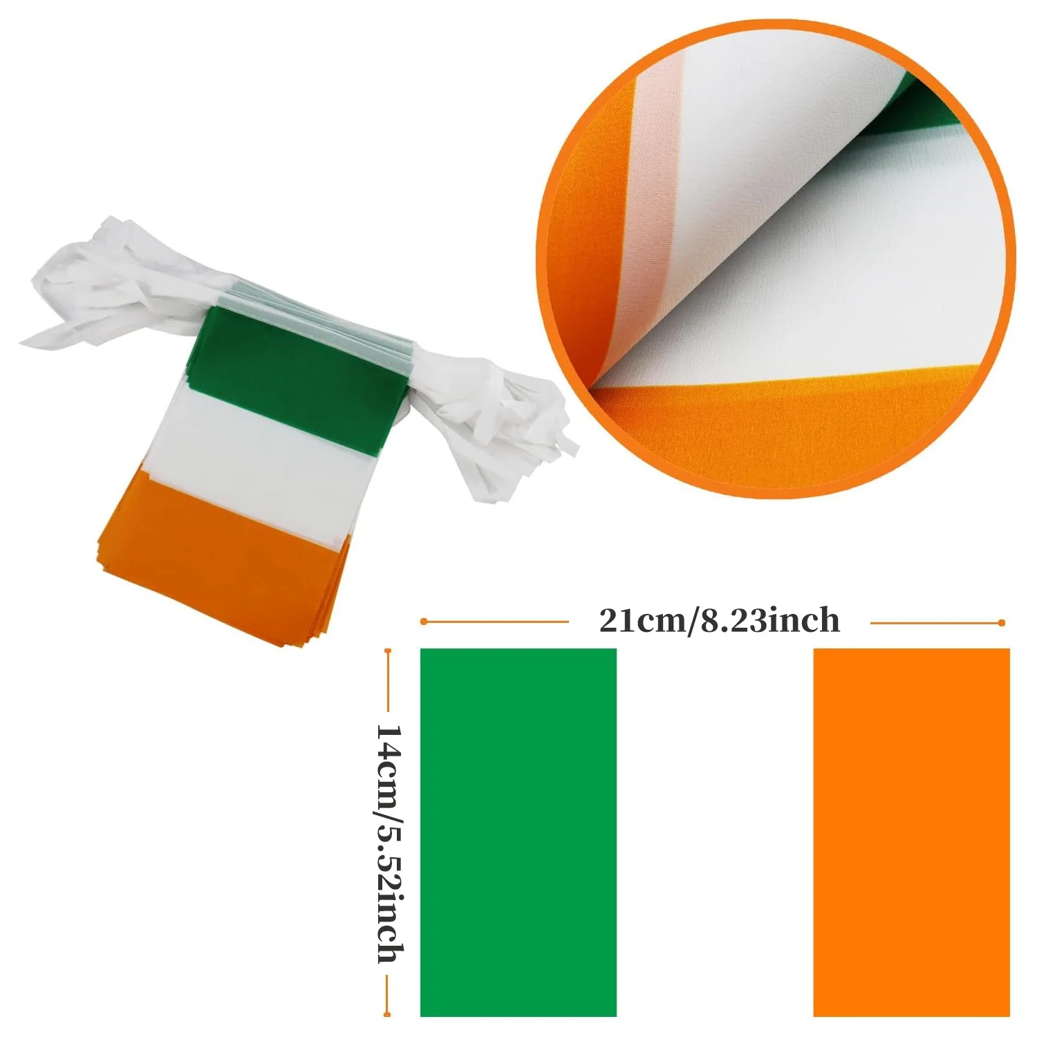 25pcs/30pcs Ireland string flag 14x21cm Green White Orange IRISH string Banner, Small Mini Irish Flags Bunting Banner