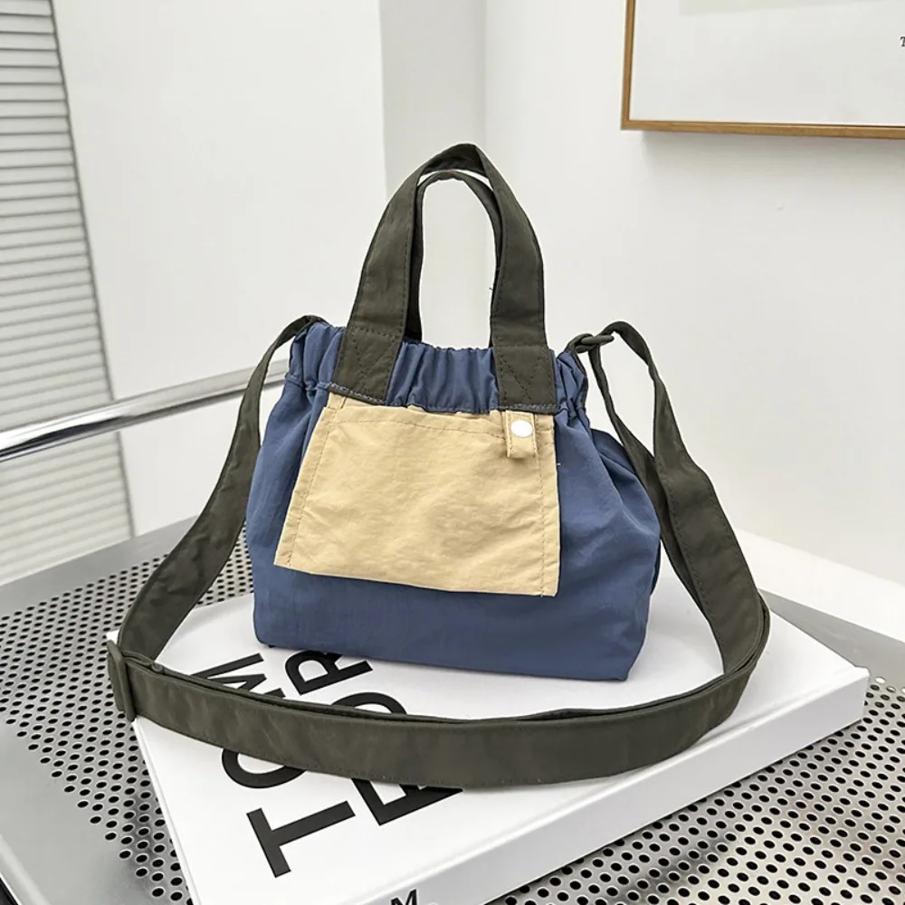 

Ruched Design Casual Handbags Lightweight Large Capacity Crossbody Bag Candy Color Adjustable Strap Nylon Shopper Purses Travel