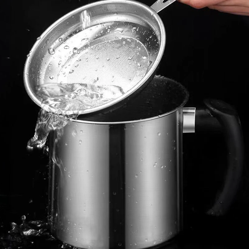 Durable Stainless Steel Oil Pot With Built-in Filter - Easy To Invert Design, Leak-proof And Convenient Kitchen And Restaurant view 6