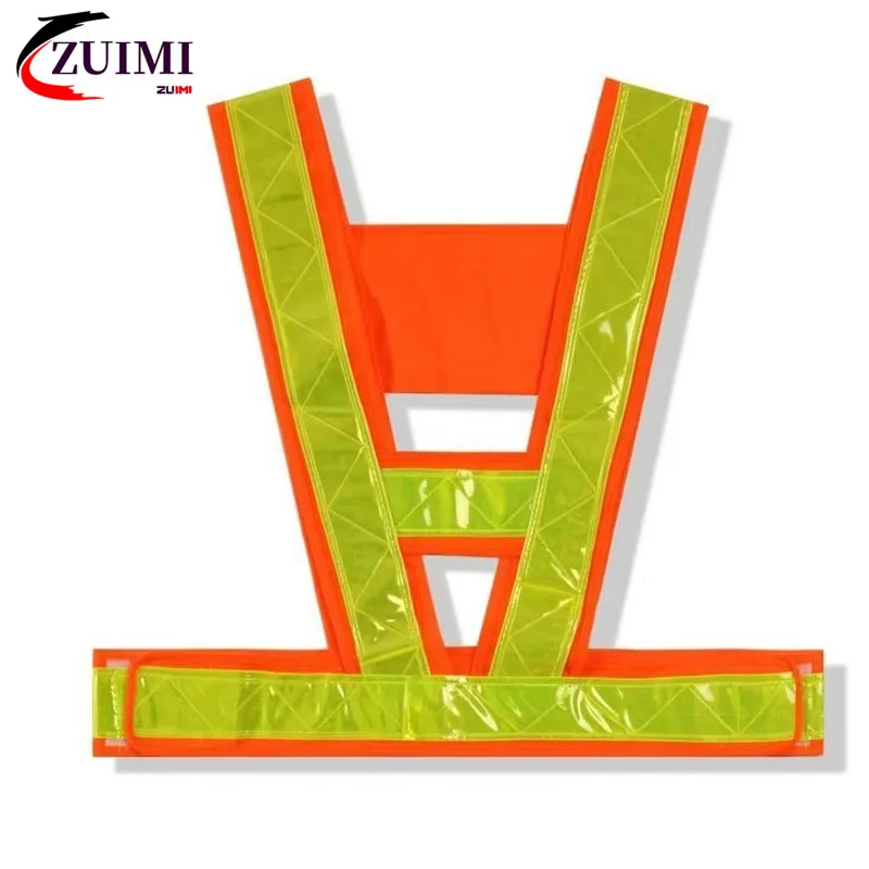 

High Visibility Reflective Strips Multi-function Pockets Construction Traffic Control Survey Safety Vest A Shape Design